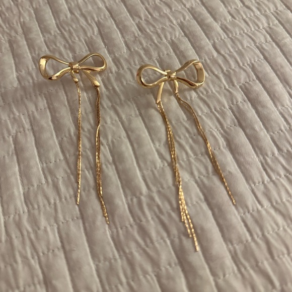 Gold bow earrings gold plated - Picture 2 of 2
